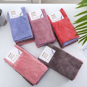 Rengöringsdukar 5st 30*30 cm Coral Fleece Dishcloth Handhandduk Rengöringduk mjuk absorberande hem Kök Sanitation Tabeller för rengöring 230628