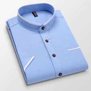 Camisas casuais masculinas Roupas masculinas manga curta ajuste regular abotoar vestido Oxford sólido grosso camisa branca tops de remendo único 5XL