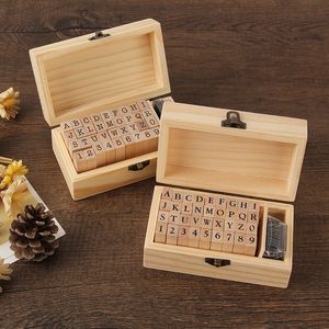 Other Office School Supplies 36 Pcs Vintage Wooden Rubber Alphabet Letter Number Stamp Set With Ink Pad Multipurpose Diy Diary Cards Stamps Box 230627