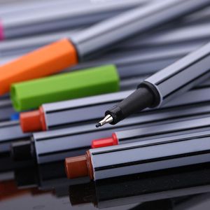 Markörer 24/30/36 Color Gel Pen Fineliner Pen Art Markers Water Baserat Ink Neon Sketch Drawing Colored Pennor Ritning Fin School Stationery