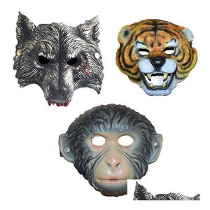 Maschere per feste Maschera Eva Cartone animato Animale Tigre Lupo Scimmia Natale Halloween Divertimento Annunci Accessori per costumi per bambini Fl Face Drop Delivery Dhh0K