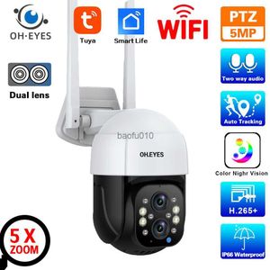 Smart Life 5MP Mini Drahtlose PTZ IP Kamera Im Freien Wasserdichte Farbe Nachtsicht Wifi PTZ Sicherheit Überwachung Kamera 5X Zoom l230619