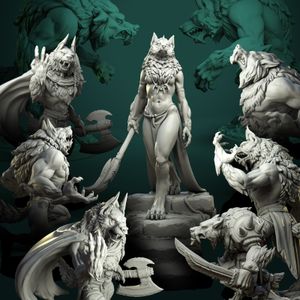 Forest Werewolf Tribe Warrior Leader Dragon and Dungeon DnD Running Group Board Game Chess Model White Wolf Inn