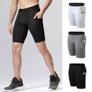 Shorts de corrida masculinos para treino com bolsos leggings de ginástica para homens de ioga shorts de compressão com elastano