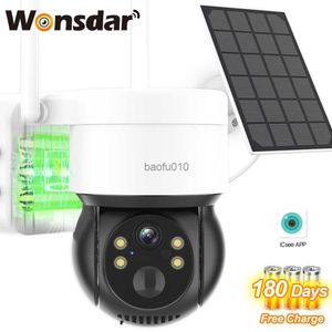 WiFi Solar Camera 2MP trådlös PTZ-kamera Inbyggt batteri utomhus IP-kamera PIR Human Detection Surveillance Camera ICSEE APP L230619