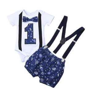 Infant and Toddler Digital Cartoon Printed Short Sleeved One Year Old Shoulder Strap Two-piece Romper Set kids clothing boys sets tracksuit