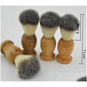 Makeup Brushes Health Beauty Mens Shaving Brush Salon Men Facial Beard Cleaning Appliance Shave Tool Razor With Wood Handle For Kd1 Dhnmt