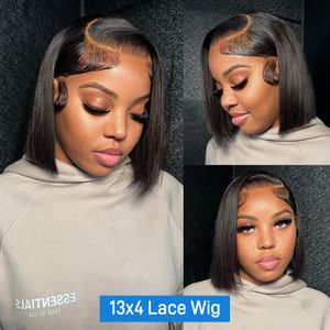 Straight Short Bob Wigs 13x6 Lace Front Human Hair Wigs 250% Brazilian Remy Pre Plucked 4x4 Closure Lace Wigs For Women