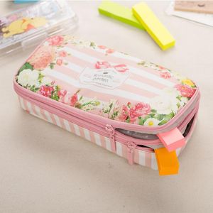 Fälle koreanischer wasserdicht großer Kapazität Romantischer Blumengarten Doppelschichten Bleistift Gehäuse Stifthalter Beutel Stationery School Supplies