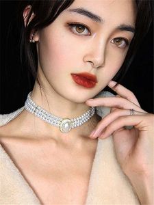 Beaded Halsband Shangzhihua The Elegant Light Luxury Three Layer Pearl Collar 2023 New Trend Jewelry Fashion Woman's Necklace Party Gift 230613