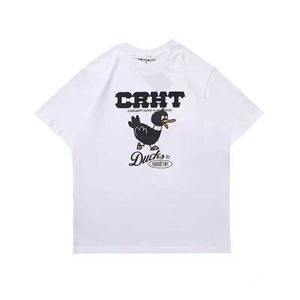 Fashion Mens and Womens T-shirt Tooling Brand Carhart New Classic Duck Cartoon Pattern Print Loose Couple Versatile Short Sleeve Macx y9