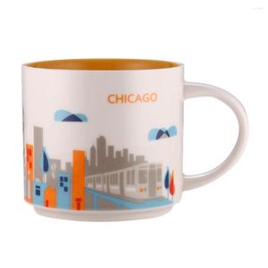 Canecas Ins City Cup EUA Bone China Caneca Coleção Global Cerâmica Japão Inglaterra Londres Paris Havaí Chicago York 400ML