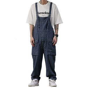 Herr jeans vår 2023 vintage bodysuit trend stora fickor bomull raka byxor lösa gata blå hip hop wide ben 230628