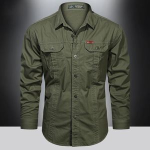 Men's Dress Shirts 2023 Cargo Shirt Men Long Sleeve Casual Cotton High Quality Camisa Militar Overshirt Brand Clothing Black Blouses 5XL 230628