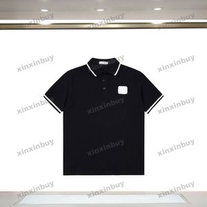 Xinxinbuy Men designer tee t shirt 23ss brev blomma broderi polo kort ärm bomull kvinnor gul svart vit xs-l