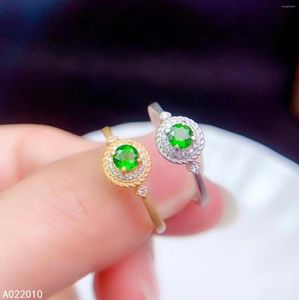 Cluster Rings Fine Jewelry 925 Sterling Silver Inlaid Natural Gemstone Diopside Trendy Woman's Girl Crystal Ring Support Test Selling