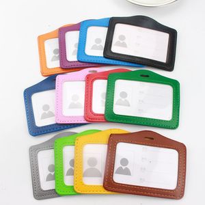 Altro materiale scolastico per ufficio 10 pz / lotto Orizzontale di alta qualità in pelle PU ID Badge Case Color Border Bank Porta carte di credito senza cordino 230627