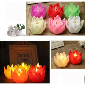 Outros suprimentos de festa de evento Lotuslite LED Swing Candle Candle Eco-amigável Ornamento Budista Droga Droga Droga Home Garden Dhota festiva