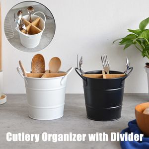 DISH RACKS Kitchen Cutlery Organizer With Divider Knife Stand Lagring Holder Spoon Fork Chopsticks Table Teroping Bucket Pantry 230628