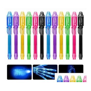 Multi Funkcjonalne długopisy Uvision Pen Pen zniknięcie pisarza atramentu z imprezą LED Blacklight Favors Prezenty - 7 kolorów upuszczenie dostawy biuro Sch Dhgab