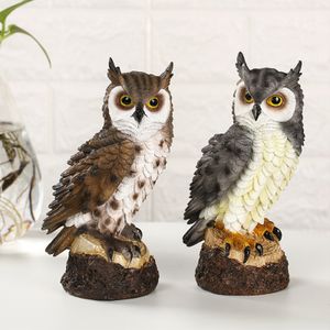 Dekorativa föremål Figurer Creative Harts Owl Statue Bird Garden Sculpture Art Figurer Dekorationer för inomhusdoor Lawn Yard Porch Deschop Ornaments 230628