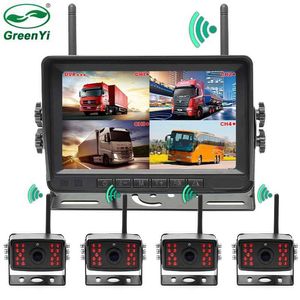 S HD 7 tum AHD trådlös Dual Antenna 4 -kanaler CAR DVR Monitor 720p fordons Omvänd backup -inspelare WiFi -kamera för bussbil L230619