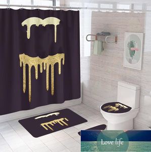 Simple Series Digital Printing Polyester Waterproof and Mildew-Proof Shower Curtain Four-Piece Set Factory Direct Sales