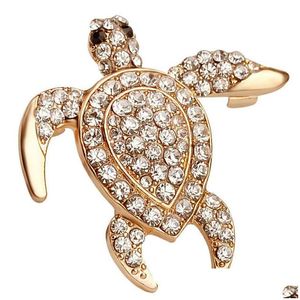 Pins Brooches Bling Fl Zircon Swimming Turtle Brooch Lot Badge Collar Pin Jeans Sweater For Chest Silk Scarf Pins Breastpin Drop De Dhixp