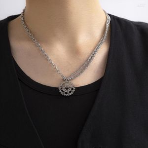 Hänghalsband tauam kpop maskin halsband rostfritt stål växelhjul reaktion för män kvinnor asymmetrisk kedja