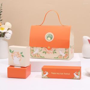 Gift Wrap 2023 Mid-Autumn Festival Mooncake Box Portable Orange Egg Yolk Crisp Packaging