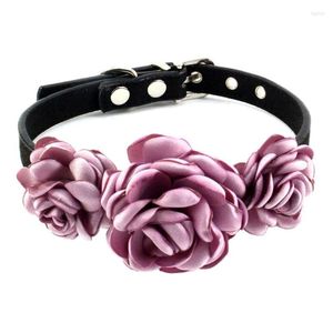Dog Collars Collar With Flower Decorations For Girl Puppy Floral Cat Necklaces Metal D-Ring Small Dogs No Drop