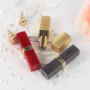 Lagringsflaskor DIY Tom Lipstick Tube Luxury Black Gold Sequin Diamond Lip 12.1mm fyrkantig återfyllningsbar för sminkprodukt 20 st