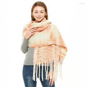 Schals 2023 Winter Herbst Warme Schal Gestreifte Gestrickte Pashmina Dicke Quasten Weibliche Büro Aus Tür Winddproof Mädchen Schal Wrap