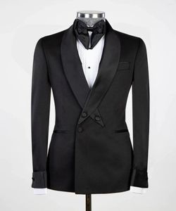 Herrdräkter kappa byxa design senaste svarta män kostym homme smoking masculino blazer sätter bröllop brudgummen promenad 2 datorer kläder