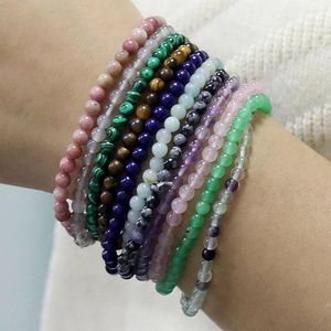 Link Bracelets JEAE Natural Gem Semi Precious Reiki Healing Crystals Handmade 4mm Round Beads Stretch Bracelet Friendship Pulseras Para