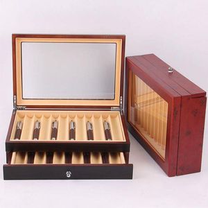 Pens Black/ Bury Wooden Pen Display Storage Case, 23 Pens Capacity, Fountain Pen Collector Organizer Box with Transparent Window