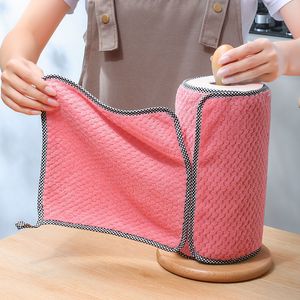 Panos de limpeza 10 pçs Pano de limpeza de cozinha Pano de lã coral para lavar pratos Absorvente Esfregão Toalhas de limpeza de cozinha secas e molhadas 230628