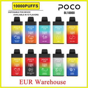 POCO BL 10000 puffs elektronisk cigarett engångsvap med uppladdningsbart E CIG -batteri och 20 ml kassettpod Tyskland Warehouse 15 smaker