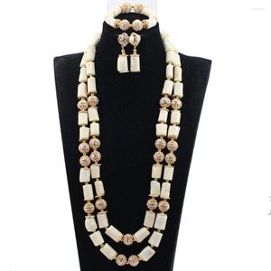 Halsbandörhängen Set Nigerian Wedding African Coral Beads Jewelry for Women Bridal Statement CNR823