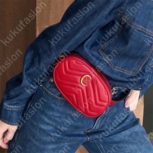Fashion Womens Waist Bag Leather Luxury Fanny Pack Pillow Classic Gold Buckle Belt Bag Chain Causal Crossbody Chest Bags