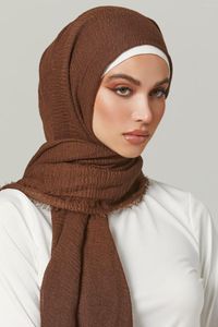 Sciarpe Donne Musulmane Piega Hijab Sciarpa Morbido Cotone Solido Testa Turbante Scialli E Avvolgere Donna Velo Bandana 175 70 CENTIMETRI