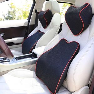 Cushions Memory Foam Seat Support Waist Automobile Slow Rebound Headrest Car Massage Lumbar Cushion Auto Head Neck Pillow Set AA230525