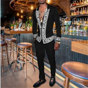 Mens Tracksuits Casual Long Sleeved Shirt and Pants Social Formal Set 230627