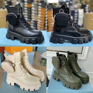 Männer Frauen Designer Rois Stiefel Knöchel Martin Stiefel und Nylonstiefel Militärisch inspirierte Kampfstiefel Nylon Bouch am Knöchel befestigt EU35-45 Plateau Heels Schuhe NO43