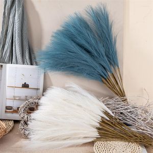 Dekorativa blommor 5 datorer Pampas gräs Stor hög fluffig konstgjord falsk blomma faux boho -stil för hem sovrum bröllop köksbord golv