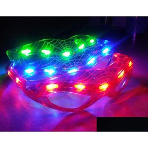 Inne imprezy imprezowe okulary LED 9 światła Spider Web Light Flash Holiday Dance Dance Halloween Drop Garden Garden DHFDX