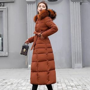 Giacche da donna Warm Parka Women Down 2023 Winter Long Casual Slim Tinta unita Pelliccia