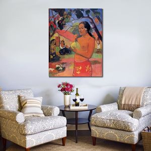 Riproduzione di arte su tela di alta qualità di Paul Gauguin Ea Haere La Oe Aka Where Are You Go Figure Painting Home Office Decor