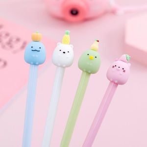 Pens 40 Pc/Lot Fruit Head Animal Chick Water Signature Gel Ink Pen/Creative Cartoon Student Office Stationery /Children Prize Gift