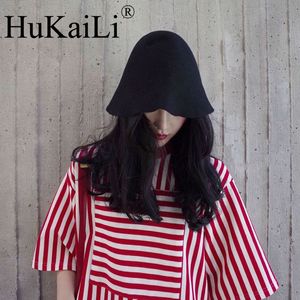 lana nero bianco rosso rosa vino cappello cappello cloche in feltro per donna di HuKaiLi